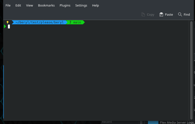 terminal demo, showing typing plz run apps/tui, which runs the tui