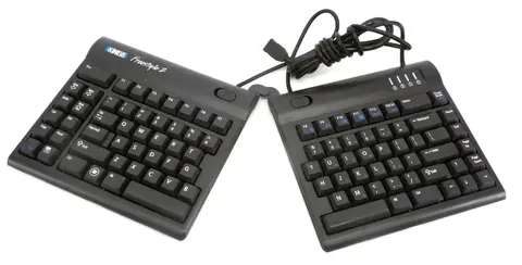 a knesis feestyle keyboard.  The left side of the keboard is physically detatched from the right.